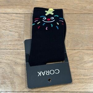 Black Socks with Colorful Design